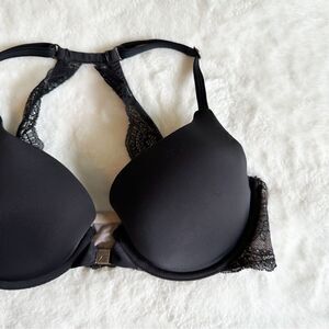 Parisa Black Front Clasp Lace Back Bra Women's Size 34D
